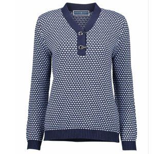 Karen Scott Intrepid Blue Textured Henley Sweater
